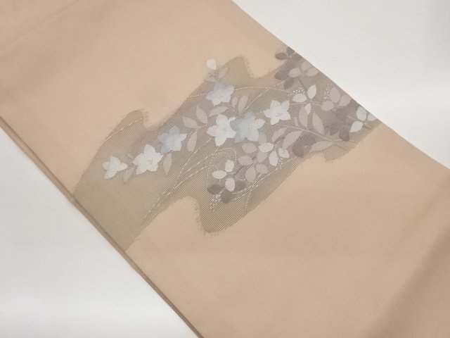 JAPANESE KIMONO / NAGOYA OBI FOR SUMMER / WOVEN STREAM WATER & BELLFLOWER 